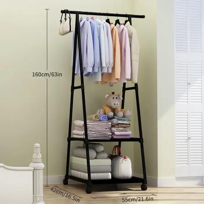 Porte-vêtements monté au sol cintre simple porte-chapeaux chambre pliante triangulaire multifonctionel rangement ménage sac suspendu accessoire chambre dressing organisation élégance