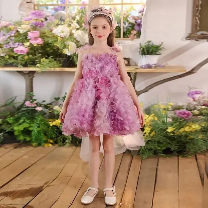Nouvelle Robe de Cérémonie pour Filles, Robe de Princesse à Fleurs pour Anniversaire, Tenue de Fête