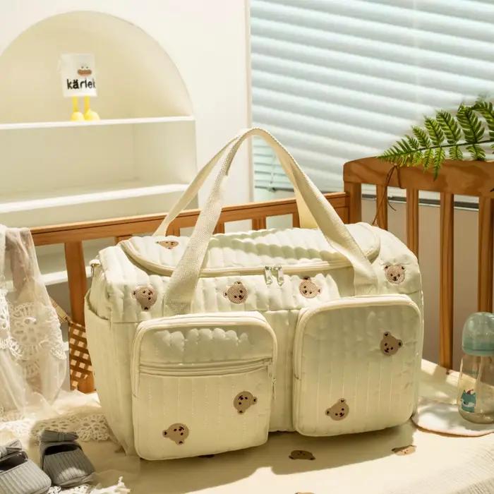 Sac à langer grande capacité pour femme, sac à bandoulière en coton pour bébé, sac de maternité pour