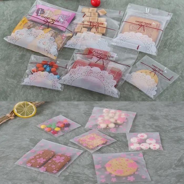 Sac plastique à motif paysage animal 100 pièces, sac cadeau de noël, sac à bonbons de mariage, sac a