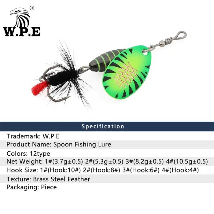 W.P.E 1 pièces Spinner leurre 3.7g/5.3g/8.2g/10.5g appât métal laiton cuillère dur leurre plume trip
