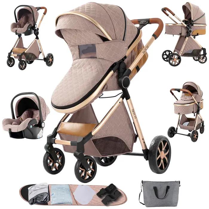 Warm 3 in 1 Baby Stroller with Car Seat Luxury Baby Pram High Landscape Infant Pushchair Lightweight