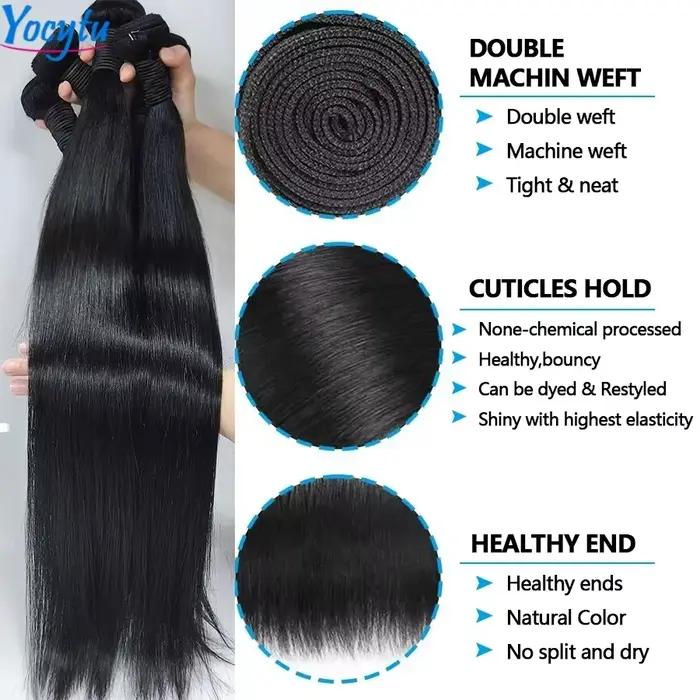 12A Tissage Cheveux Humains 20 20 20 Pouces Tissage Lot Brésilien 100% Cheveux Humain YOCYTU Tissage