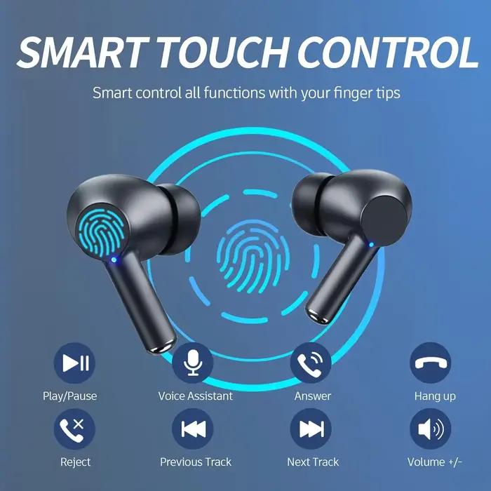 Écouteurs sans fil Bluetooth 5.3, lecture 60H, affichage de puissance LED, écouteurs, micro, suppres