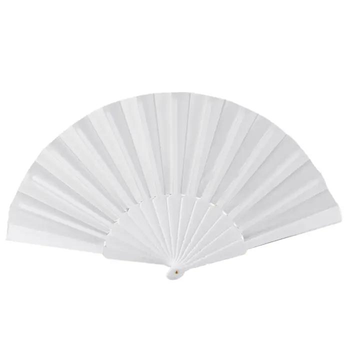 Éventail Pliable à la Main en Tissu Plastique Blanc pour Homme et Femme