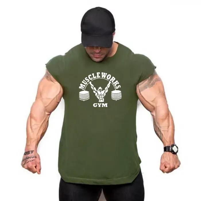 Nouvelle marque d'été gilet coton vêtements de sport hommes débardeurs sans manches t-shirt équipeme