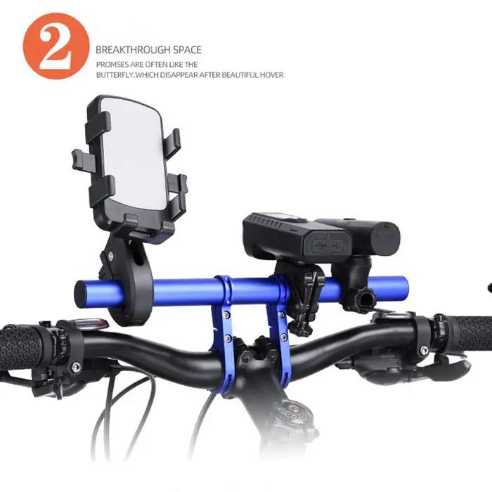 Support étendu de guidon de vélo pour VTT et vélos de route et de montagne avec intégration de phare pour une meilleure sécurité et confort maximal