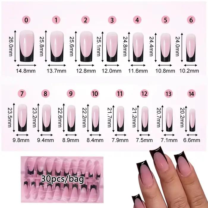 30 pièces pointes d'ongles carrées été français dégradé faux ongles d'orteil portable court carré pi