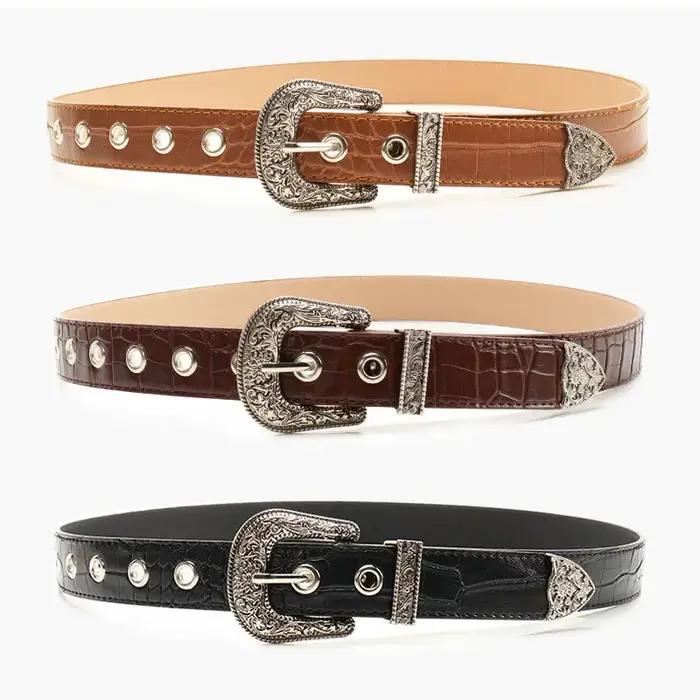 Ceinture gothique rétro noire pour femmes, accessoires pour jeans décontractés, Hip Hop Y2k, boucle