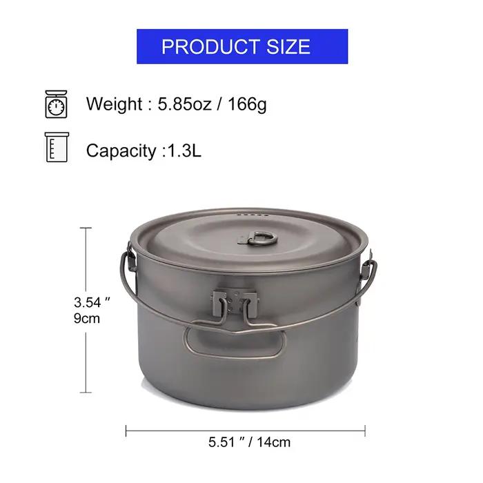 Widesea Camping vaisselle titane batterie de cuisine ensemble tourisme chaudron extérieur marmite pi