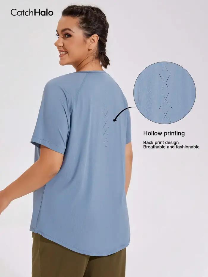 T-shirt de sport grande taille pour femme haut de gym coupe décontractée respirant léger manches courtes vêtement de sport estival occasions spéciales activité physique fitness