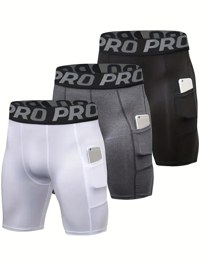 Shorts de compression pour hommes en spandex avec poche pour activités sportives et entraînements intensifs