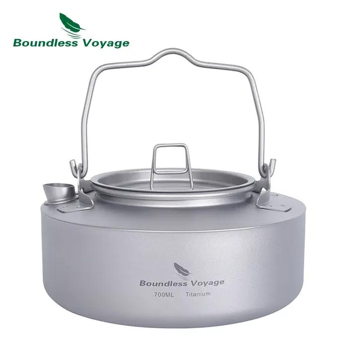 Bouilloire de Camping en titane Voyage sans limites, théière Portable avec poignée pliante, ustensil