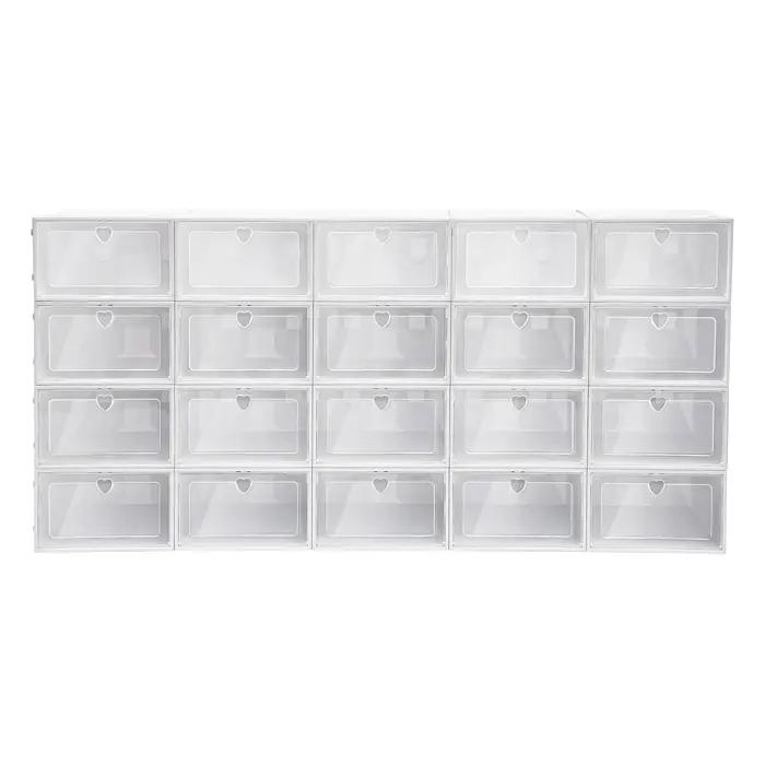 Boîtes à chaussures pliables, organisateurs de chaussures en plastique, étuis de rangement empilable