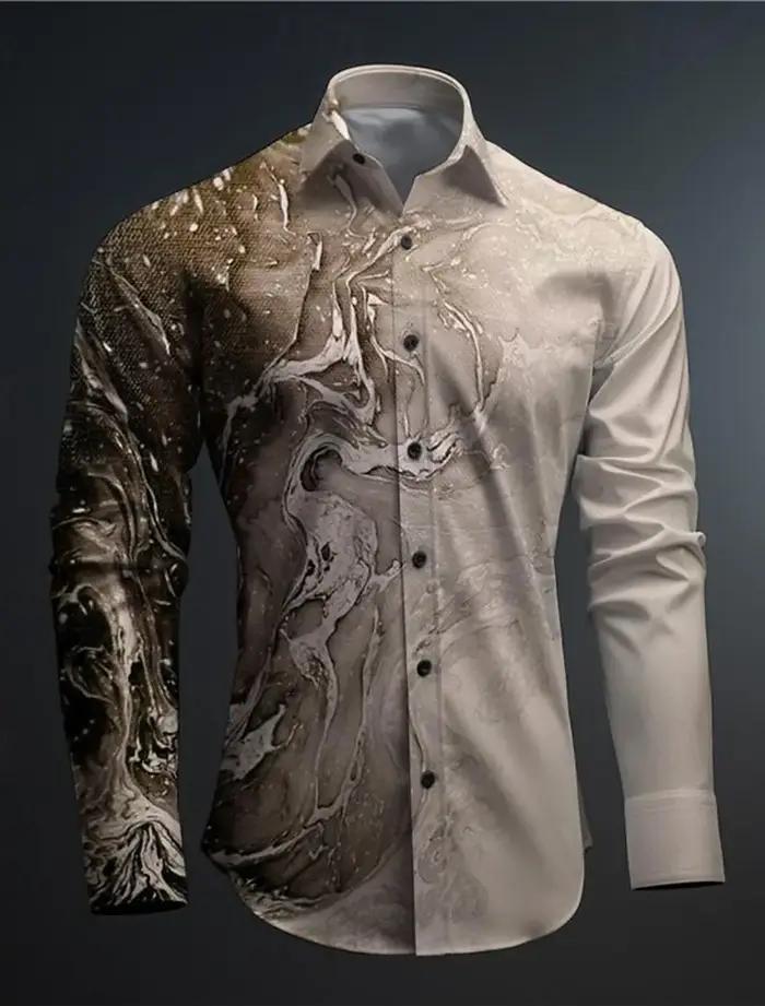 Chemise d'affaires décontractée pour hommes, imprimée en 3D, fête, vacances de rue, automne hiver, c