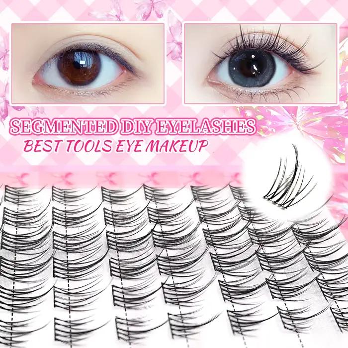 Faux cils naturels légers en grappe de 320, Style tournesol C-Curl, réutilisables pour débutants