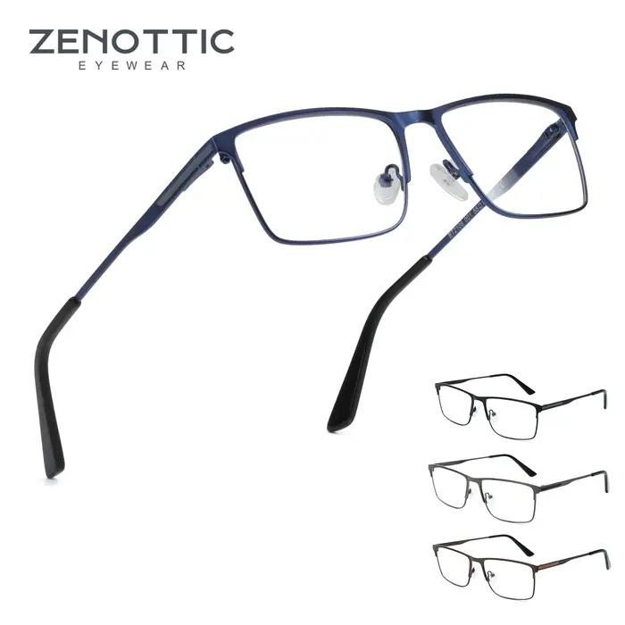 ZENOTTIC hommes alliage de titane lunettes optiques cadre mode mâle lunettes carrées ultraléger méta
