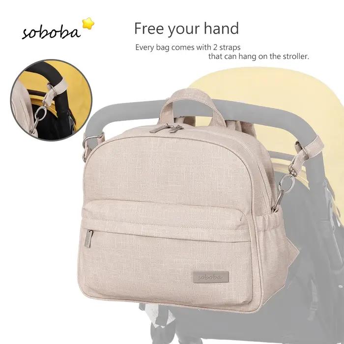 Soboba élégant sac à dos à couches pour femmes solide mode imperméable grande capacité multi-fonctio