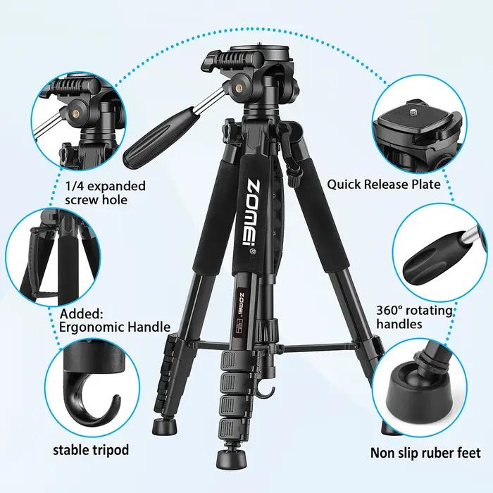 Zomei Q188 188 cm accessoires de photographie professionnels caméra vidéo trépied DSLR pour téléphon