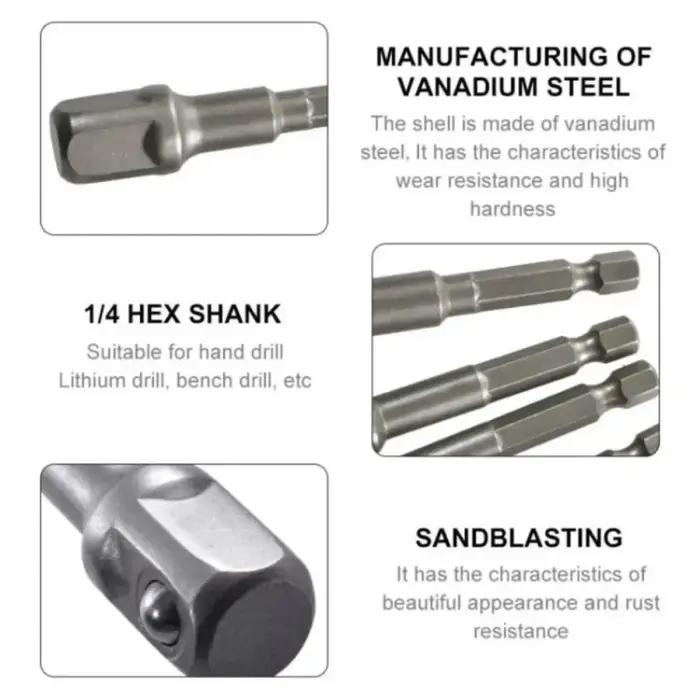 Adaptateur de douille en acier au Chrome Vanadium, tige Seth EX à 1/4 "3/8" 1/2 ", forets d'extensio