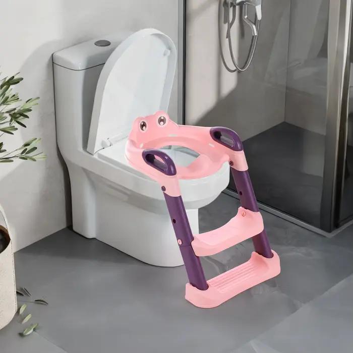 Siège de toilette pour enfants avec escalier, entraîneur de toilette pliable réglable en hauteur, pu