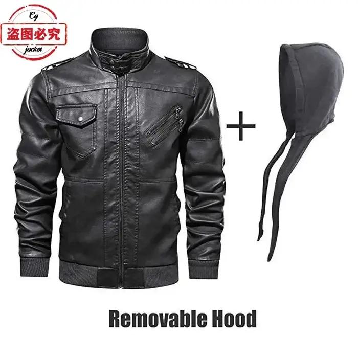 Golden Wing 1800 Logo de moto imprimé rétro lavé veste en cuir PU coupe-vent hommes veste en cuir à