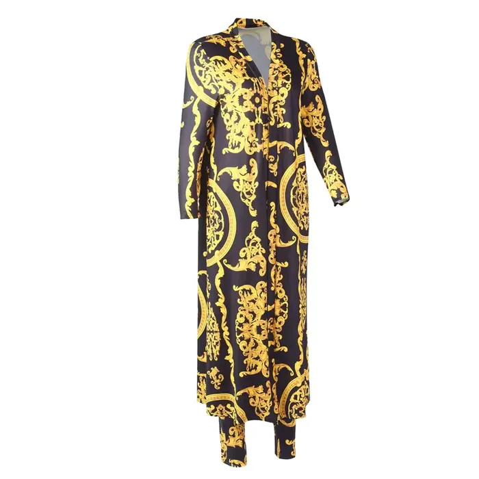 Survêtement sexy à manches longues pour femmes imprimé national X-Long survêtement manteau leggings skinny ensemble de deux pièces tenues de mode 2020