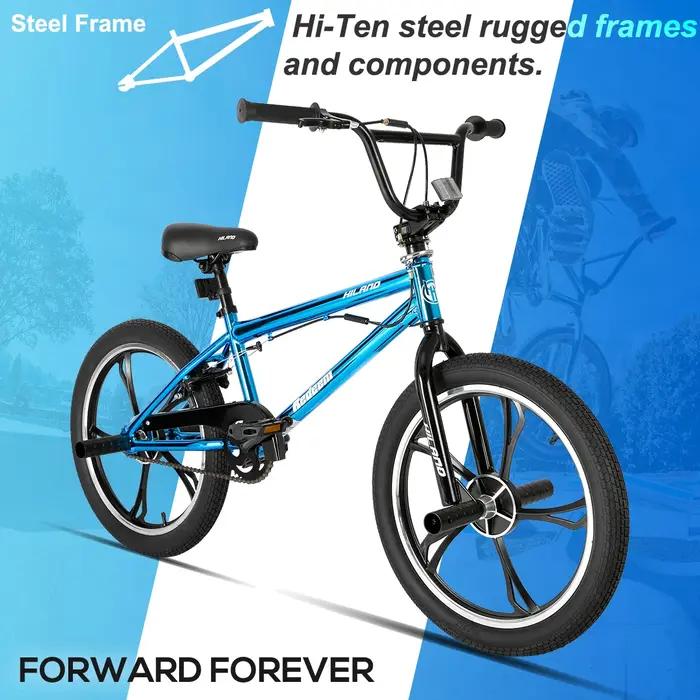 Hiland Vélo BMX pour enfants de 20 pouces pour garçons et filles âgés de 5 à 12 ans, style libre à r