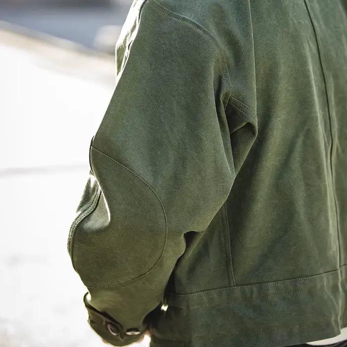 Maden rétro 16oz toile suédois moto vert veste poche Bomber veste décontracté chasse travail vêtemen