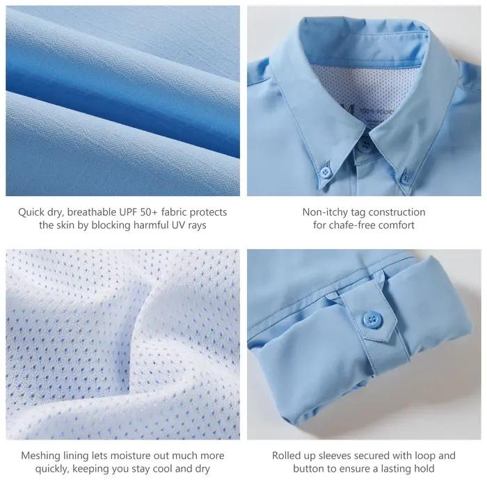 BASSDASH Chemise boutonnée de pêche à manches longues UPF 50 pour homme Performance Séchage rapide F