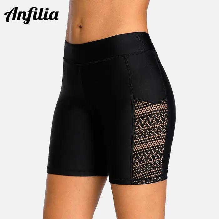 Anfilia – maillot de bain taille haute en dentelle ajouré pour femmes, short de bain