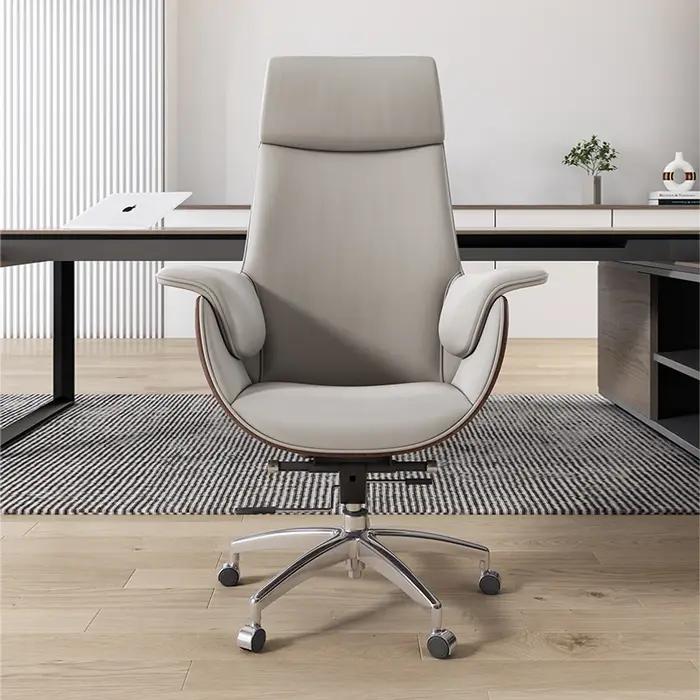 Chaise de bureau en cuir italien Support inclinable exécutif chaise de bureau blanche Mobile design