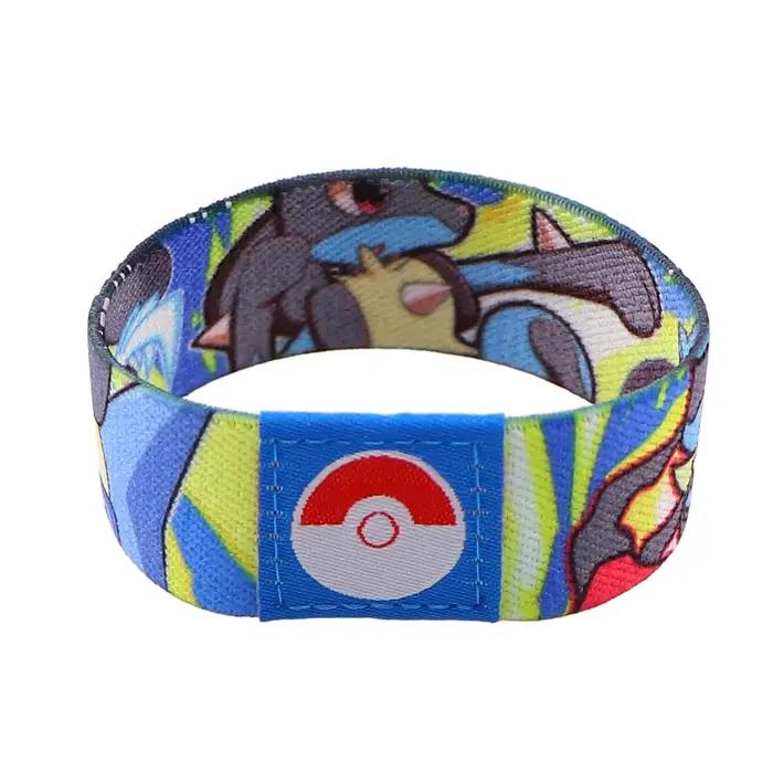Bracelet élastique de sport support de poignet en polyester dessin animé étiquette tissée par sublimation pour homme et femme occasion sportive et quotidienne