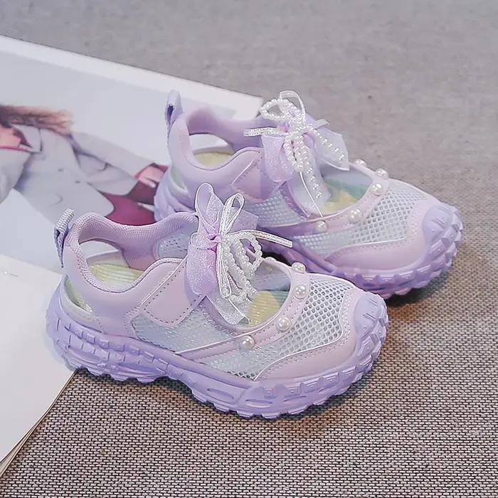 Sandales d'été pour enfants, respirantes, en maille, pour filles, antidérapantes, à la mode, style p