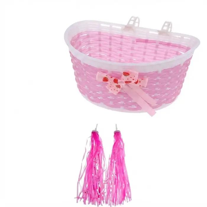 Boîte de panier avant de vélo pour enfants, poignée de guidon, banderole à pampilles, fille, enfant