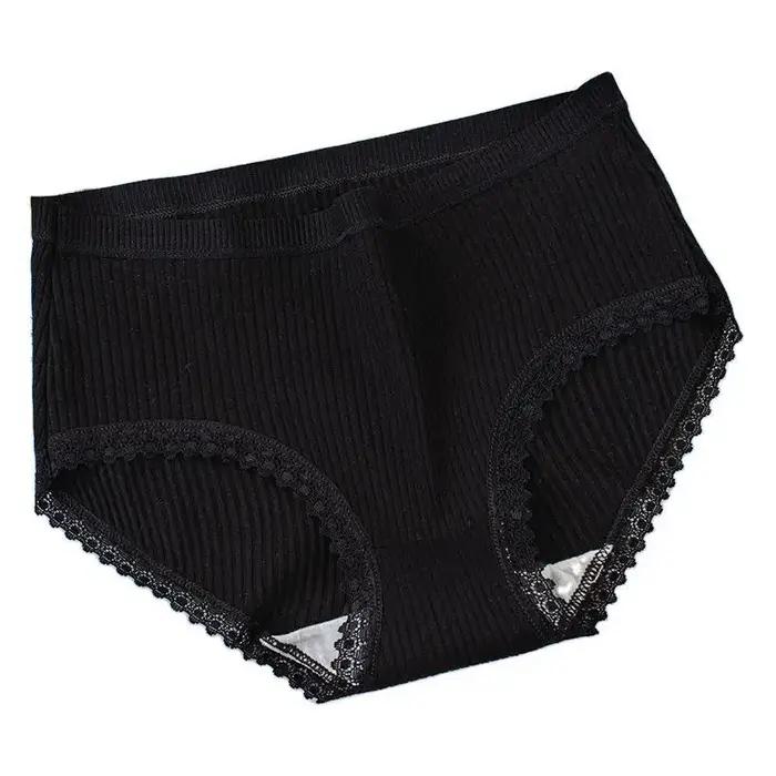 Culotte en coton confortable pour femme bord en dentelle sous-vêtement anti-favorable slip respirant mi-long sexy occasionnels activité sportive quotidienne