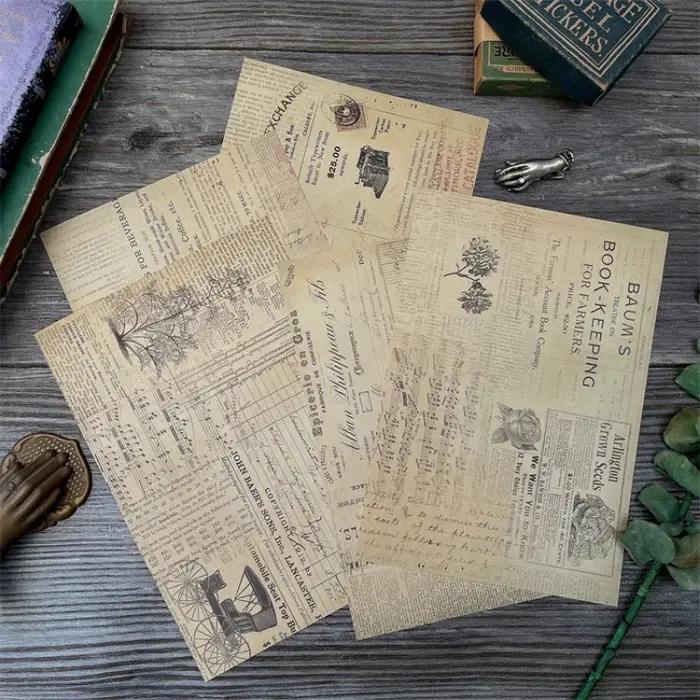 QuerHoltz-Papier artisanal de style vintage, fleur, lettre, papillon, journal indésirable, album éph