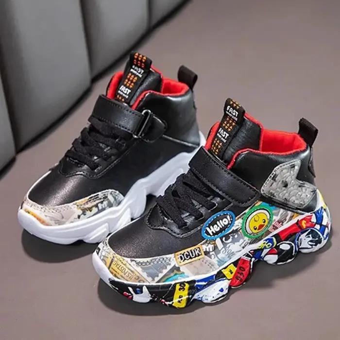 Taille 26-36 enfants sport baskets pour filles enfant dessin animé Graffiti modèle chaussures décont