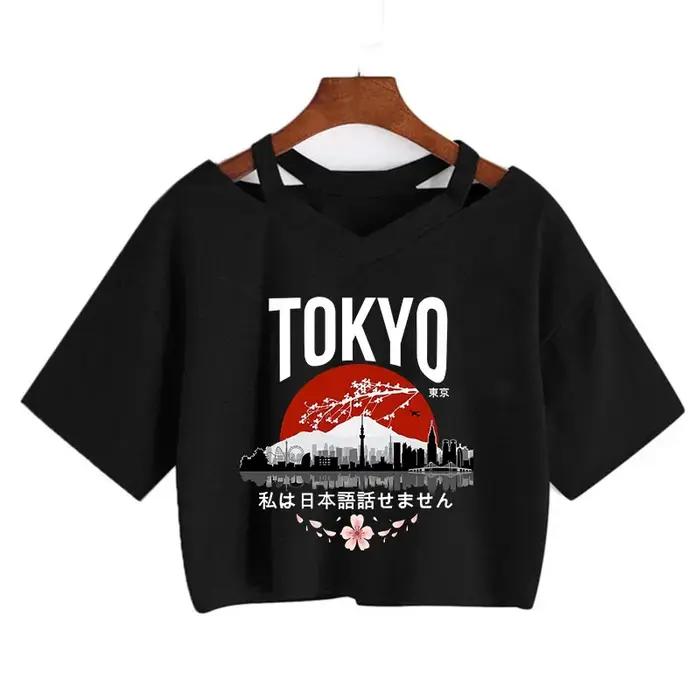 2000s Y2k Imprimer Femmes T-shirt Harajuku Gothique Recadrée Mange T-shirt Drôle Graphique T-shirt S