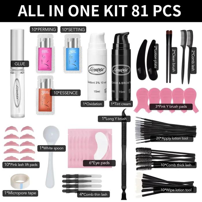 Lomansa 4 en 1 Kit de levage et de teinte de cils Kit de stratification de sourcils de levage de cil