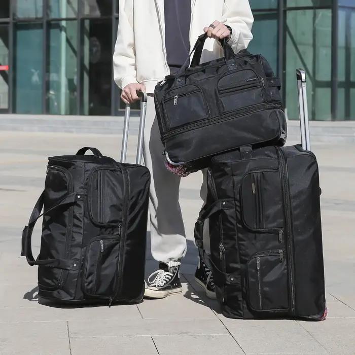 Sac vérifié de la compagnie aérienne Sac de bagage mobile pliable à l'étranger avec chariot Bagage d