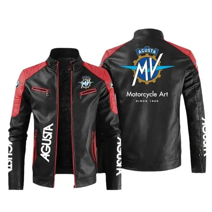 【Taille européenne】Augusta Mv moto Logo veste de mode Pu haut de gamme veste en cuir décontractée po