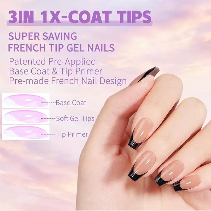 150 pièces/boîte pointes de Gel français presse sur les ongles noir café amande ongles 15 tailles fa