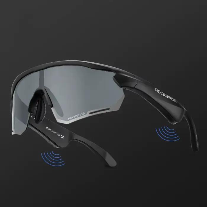 ROCKBROS lunettes de cyclisme sans fil Bluetooth 5.2 lunettes de soleil polarisées casque téléphone