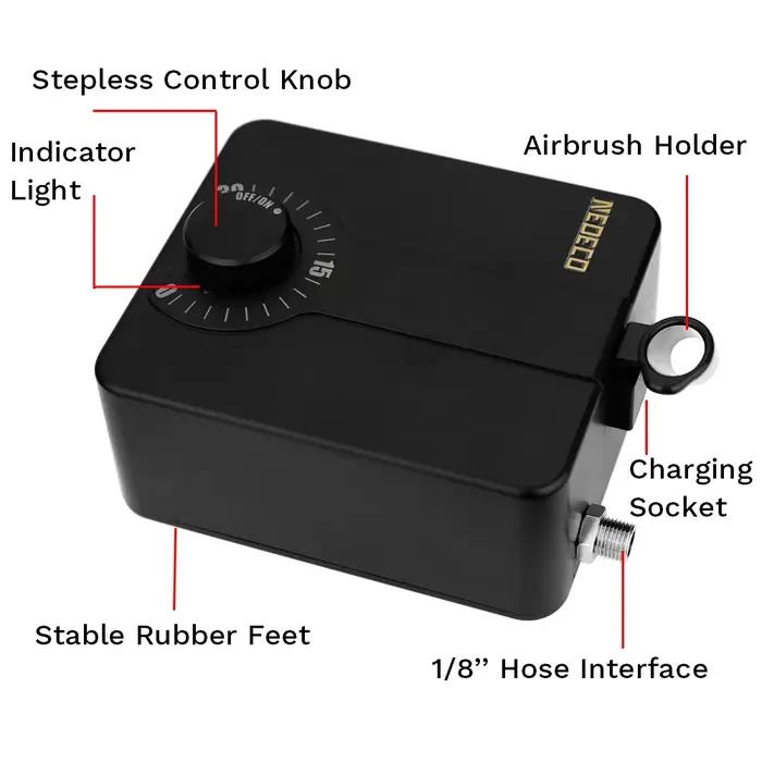 Kit d'aérographe Neoeco 30PSI, ensemble d'aérographe portable multifonction à double action, compres