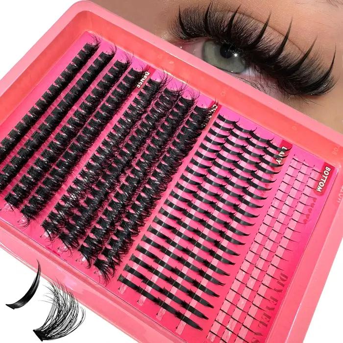 15 rangées de grappes de faux cils pointes et cils inférieurs bricolage Manga Cluster Extensions de