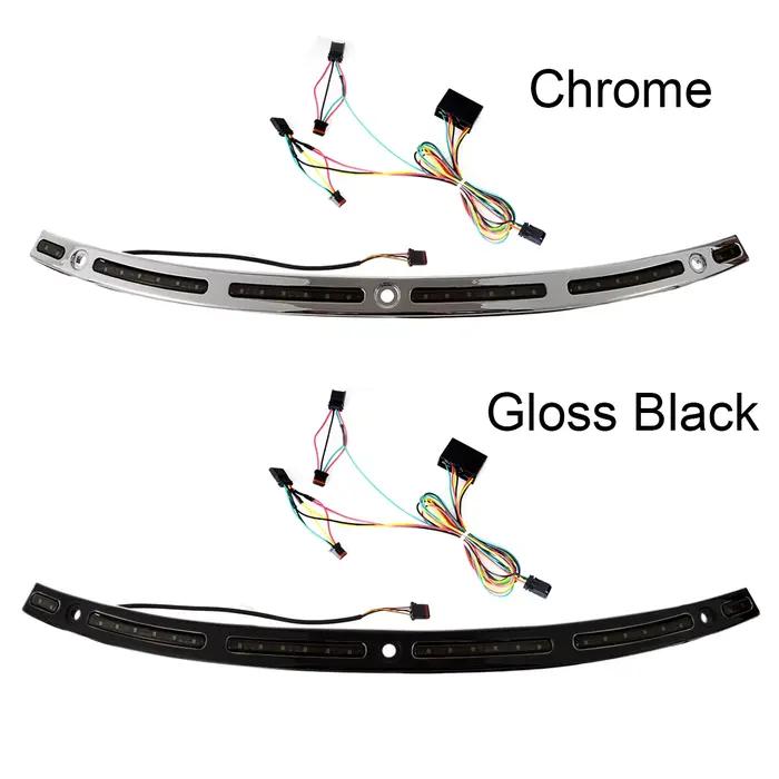 Garniture de pare-brise LED chromé brillant noir blanc ambre pour Harley Touring Street Glide FLHX 2