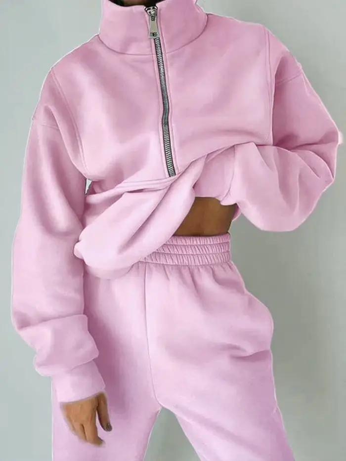 Survêtement 2 pièces pour femmes élégant mode automne hiver confortable chaud fermeture éclair vêtements de sport décontractés occasions spéciales activité sportive journée de repos voyage chez soi
