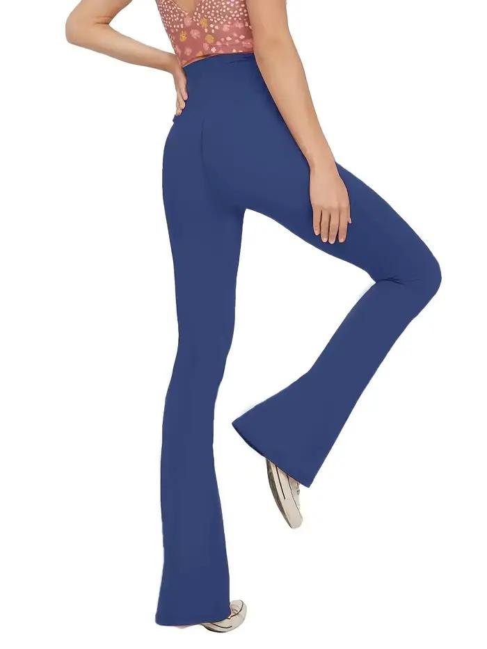 Leggings évasés croisés femme Yoga contrôle ventre taille haute jambes larges confortables