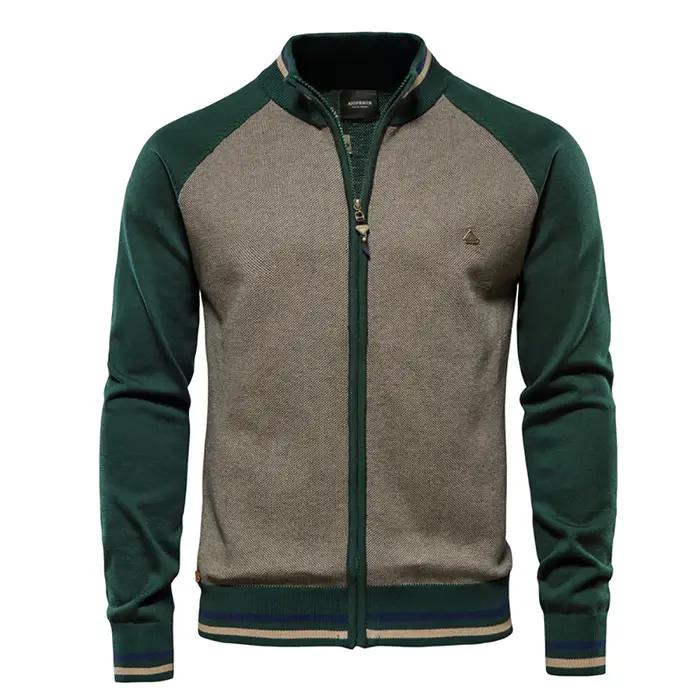 AIOPESON épissé Cardigan hommes Streetwear décontracté haute qualité coton pull hommes hiver marque
